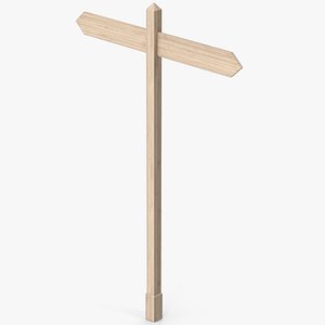Wooden Road Sign 3D model