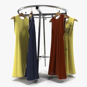 Round Clothing Rack 3 3D Model
