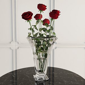 7 roses glass vase 3d max