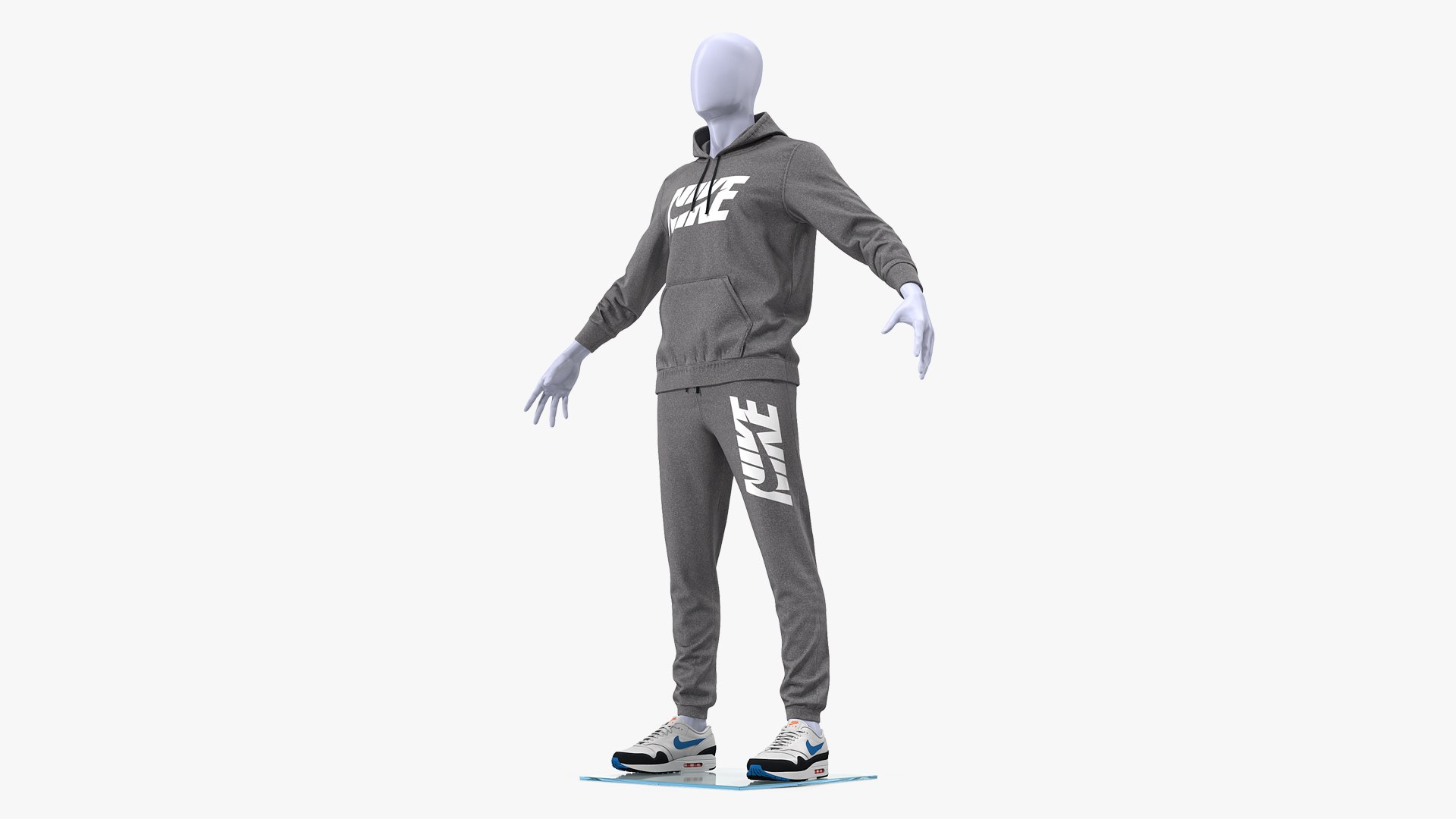 Nike Sportswear Suit Anthrazit Lowered Hood on Mannequin 3D model preview
