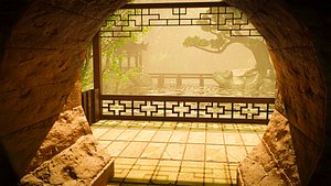 3D Scene Japanese Environment Tree PBR Assets Shrine Water