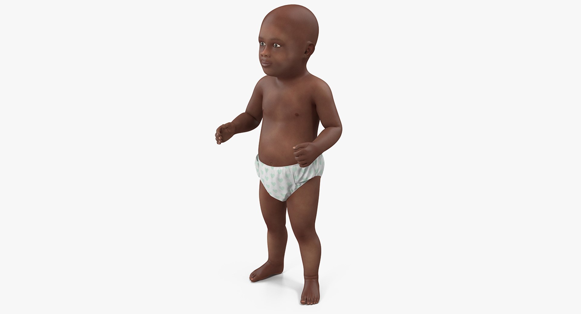 African American Baby Standing 3D Model 3D model preview