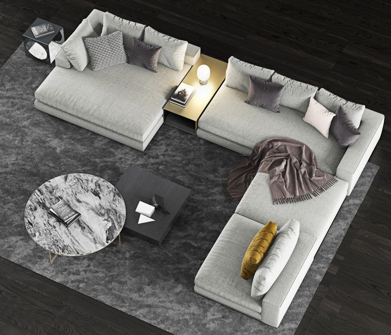 3D Minotti Hamilton Sofa Coffee Table Model TurboSquid 1398135