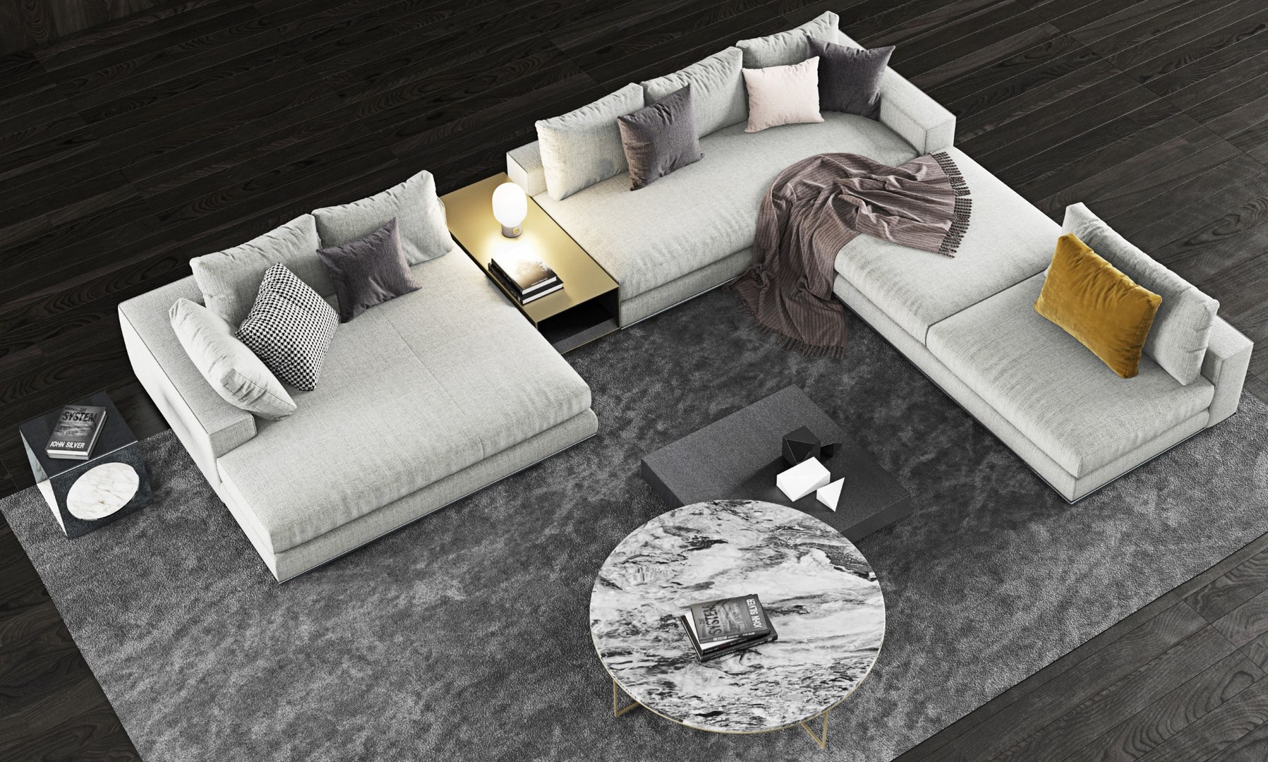 3D Minotti Hamilton Sofa Coffee Table Model TurboSquid 1398135