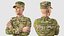 3D model female soldier camouflage rigged woman