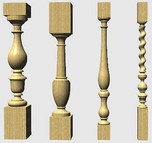 turned stair rails 3d model