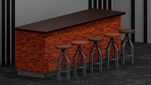 Full Scene Industril Loft Bar Setup 3D