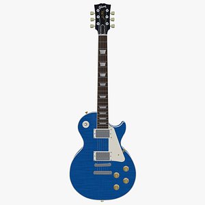 Gibson Les Paul Blue Flamed Maple Finish Electric Guitar 3D