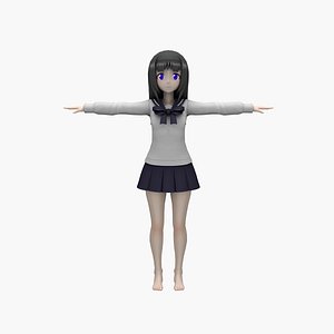 3D Anime Schoolgirl V5