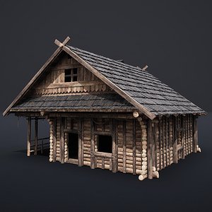 3D MEDIEVAL SLAVIC HOUSE COTTAGE CABIN HUT VILLAGE HUNTER AAA