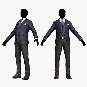 Men Pans with Shirt Blazer and Shoes Mix Black Blue