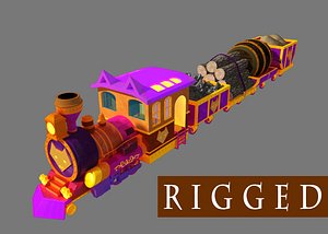 3d model of cartoon train rigged