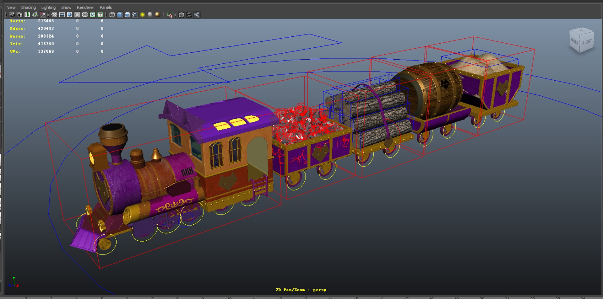3d Model Of Cartoon Train Rigged