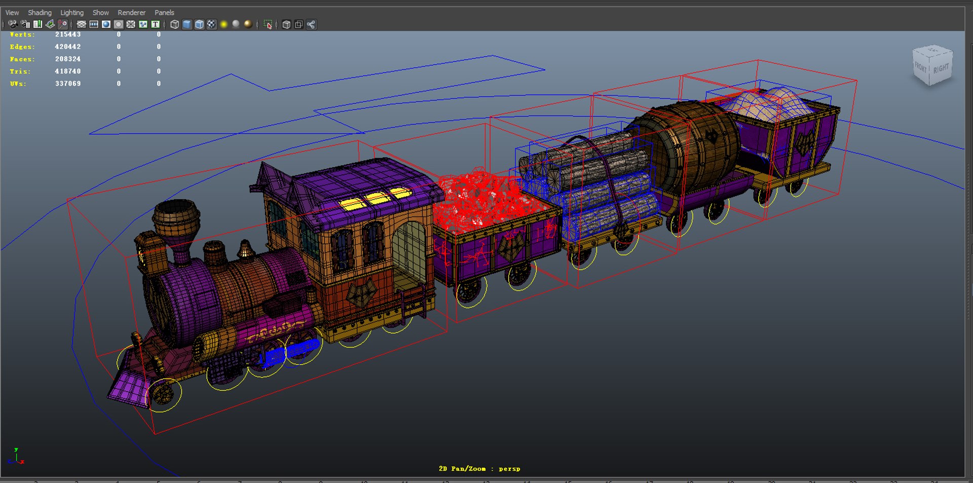 3d Model Of Cartoon Train Rigged