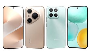 3D Huawei Pura 80 Pro Gold And Honor X6c Green model