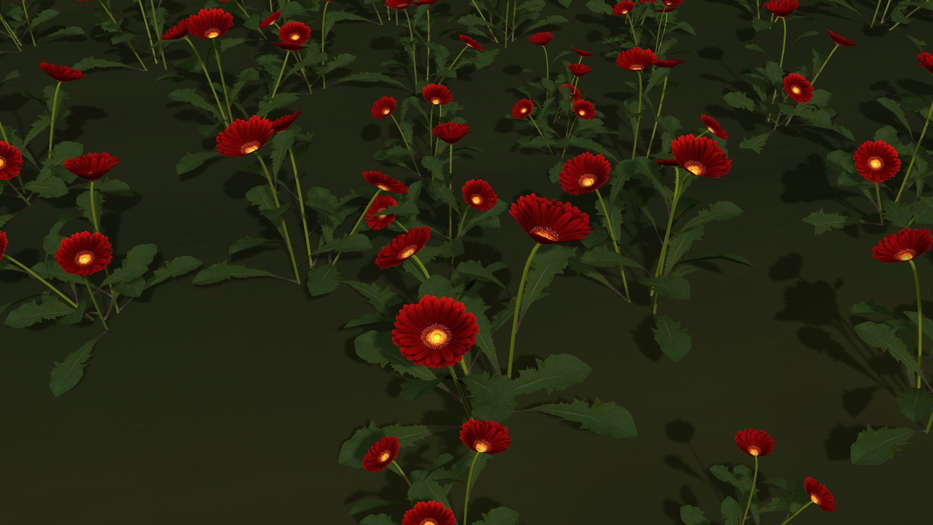 Red Wild Flowers Low-poly Model - TurboSquid 2225613