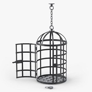 Medieval Hanging Iron Cage 01