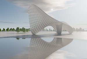 Parametric Architecture Pavilion Sculptural White Brushed Aluminum Geometric Tessellations Blender