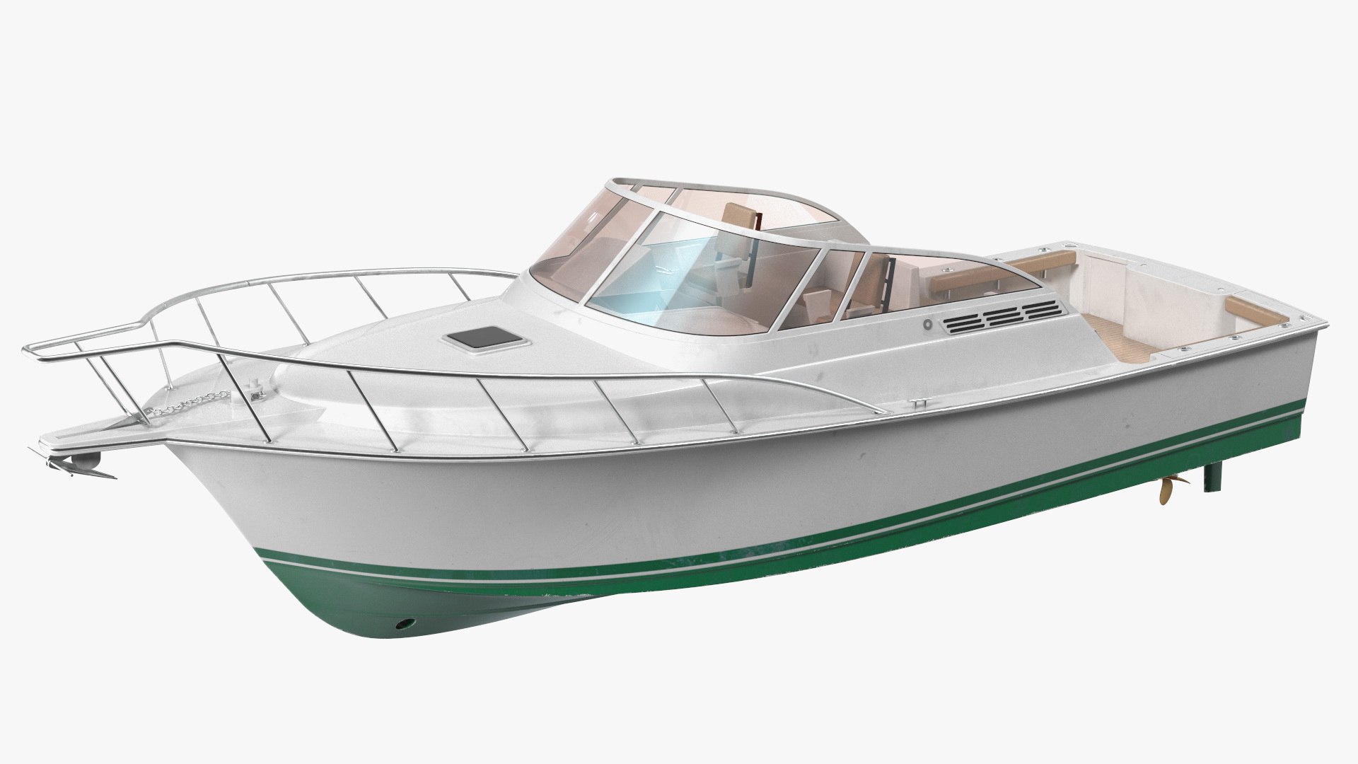 Motorboat Green Used 3D model preview