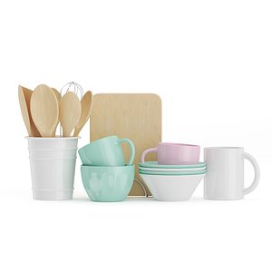 3d rustic kitchen untensils model