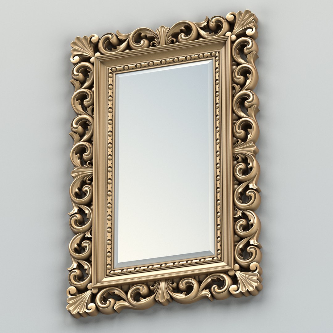 3d Carved Rectangle Mirror Frame Model