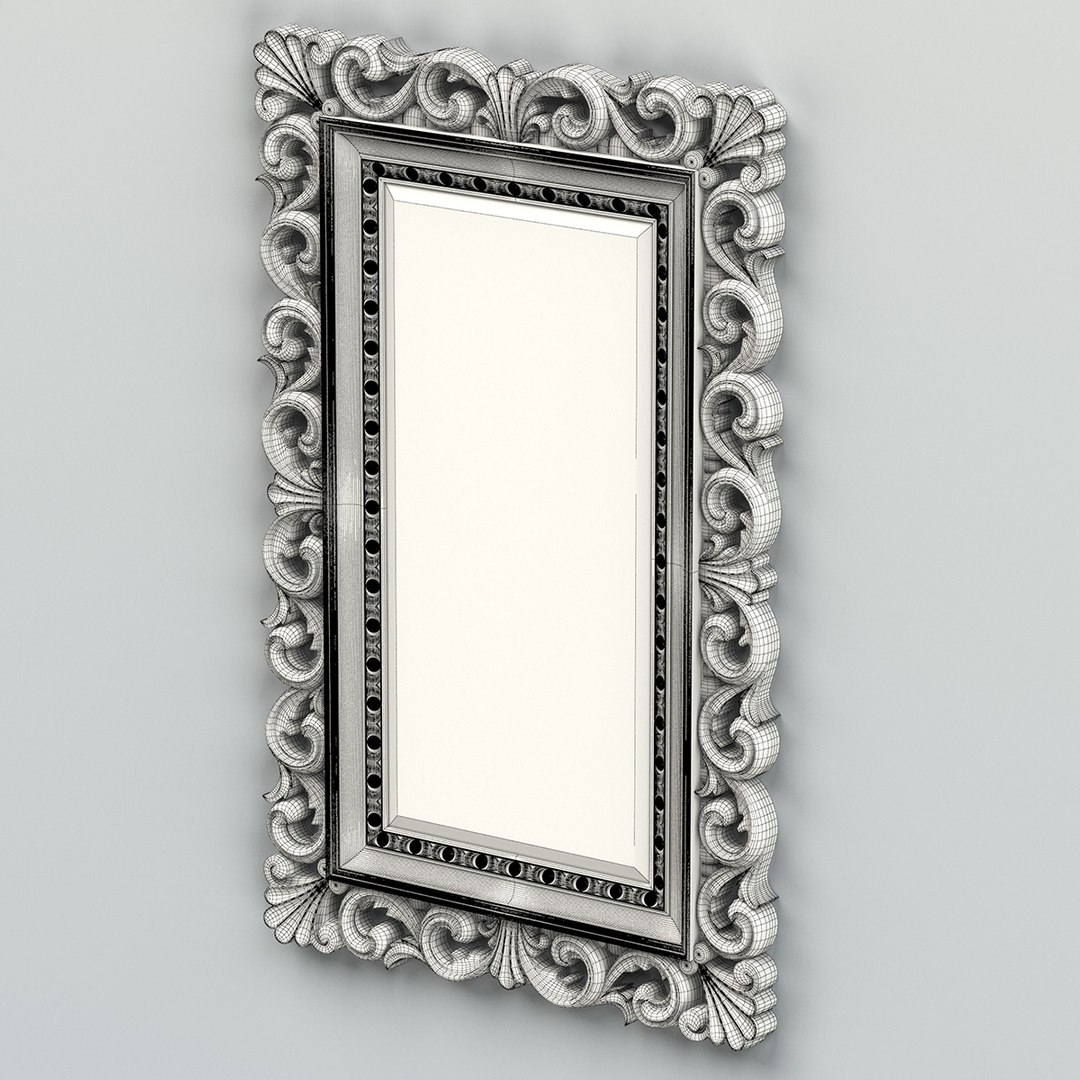 3d Carved Rectangle Mirror Frame Model