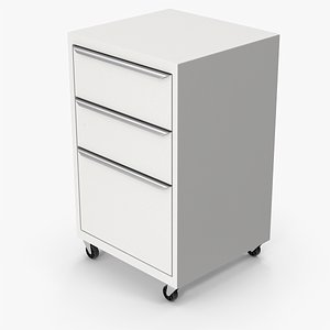 3D White Filing Cabinet