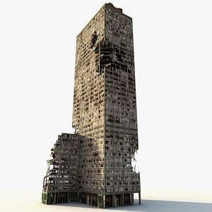 Grand Central Plaza Ruined Low Poly