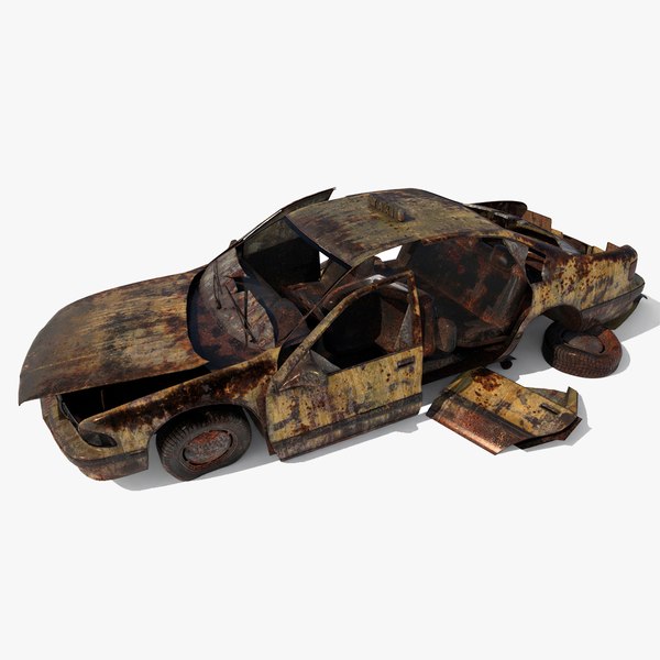 3D ruined car destroyed vihicle taxi road decorations P2 3D