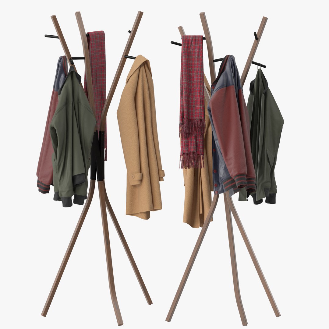 3D Wooden Coat Rack Free Standing Model - TurboSquid 2283472