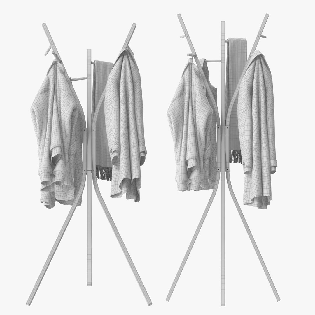 3D Wooden Coat Rack Free Standing Model - TurboSquid 2283472