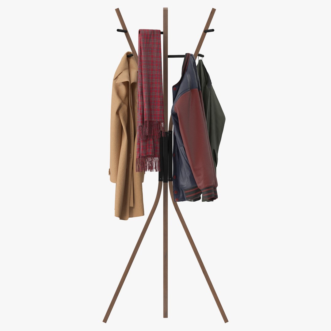 3D Wooden Coat Rack Free Standing Model - TurboSquid 2283472