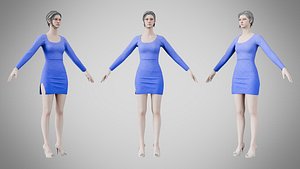 3D Dress 54 Very Light Blue With Design