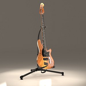 Bass Gitar and Stand 3D model