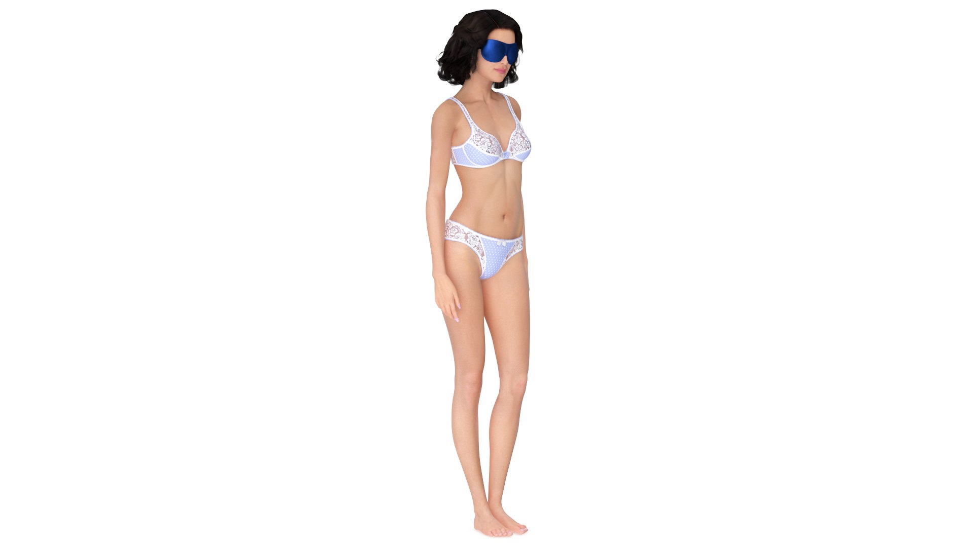 Woman with Sleep Mask Blue 3D model preview