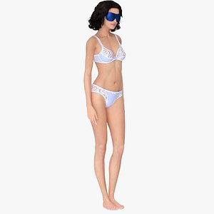 Woman with Sleep Mask Blue