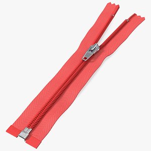Nylon Coil Separating Zipper with Slider Red 3D model