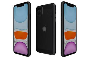 3D Apple iPhone 11 Black Low Poly