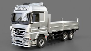 3D Mercedes Benz Actros Flatbed Truck