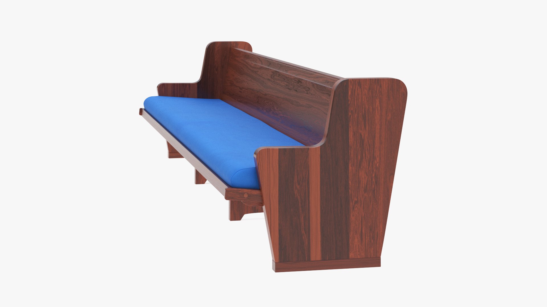 Upholstered Church Pew Bench Blue 3D model preview
