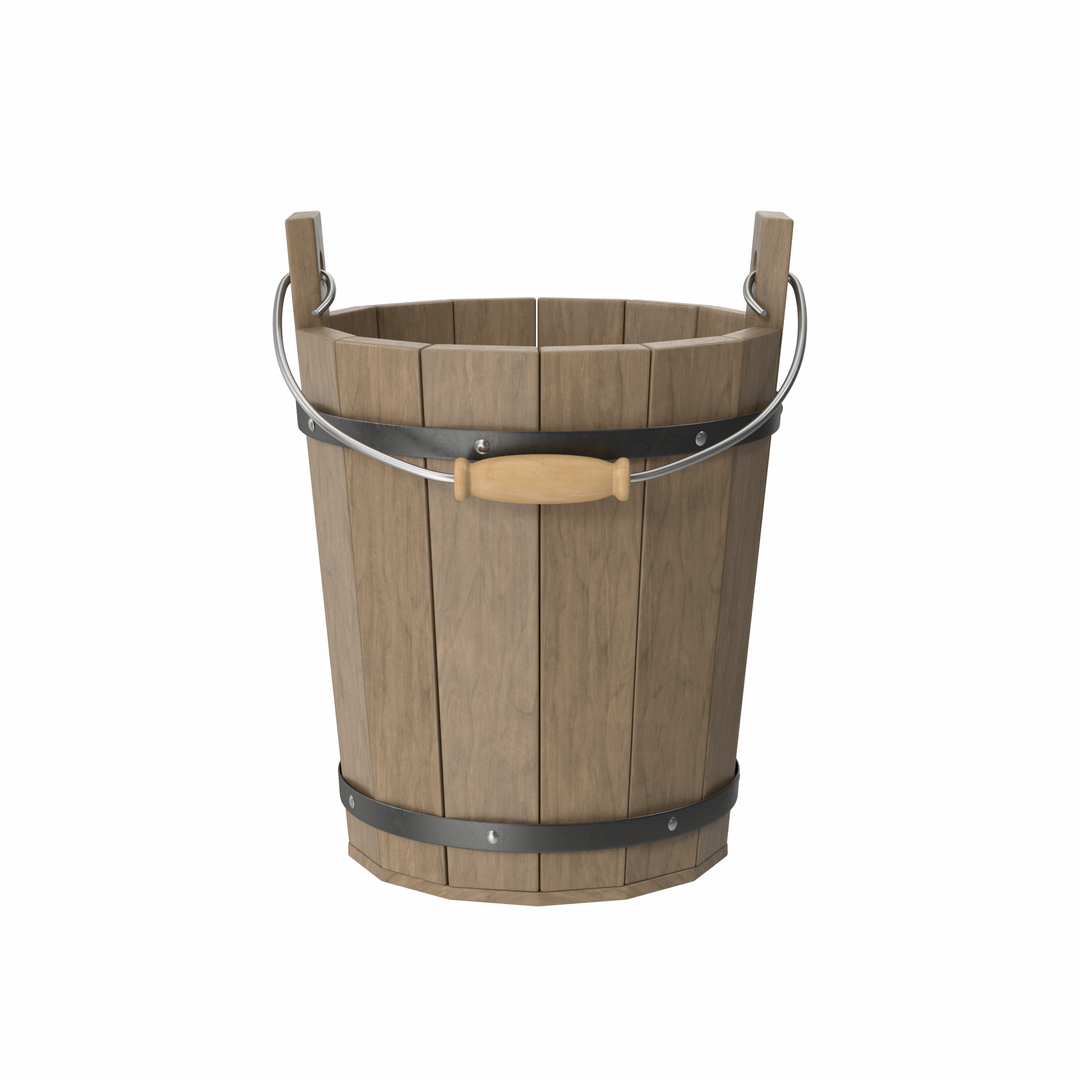 3D Model Wood Bucket - TurboSquid 2199725