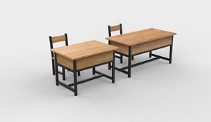 3D student desk 3D model