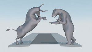 Bull and Bear Wall Street Statue 3D Model - Sculpted Finance Symbol