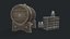 Barrel with the bottles - game assets