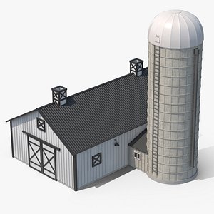 Farm Barn And Silo 3D model