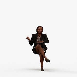 3D 00312Theresia010 - Adult Black woman talking in office wearing transitional seasonal business attire