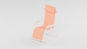 Peach Sling Lounge Chair White Frame Armrests