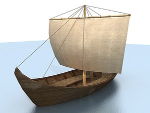 3d 3ds old wooden boat sail