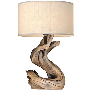 Rustic Nightstand Table Lamp Light wood Driftwood Scandinavian 3D model 3D model