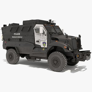 Armored Police Rescue Vehicle Black Rigged for Cinema 4D model
